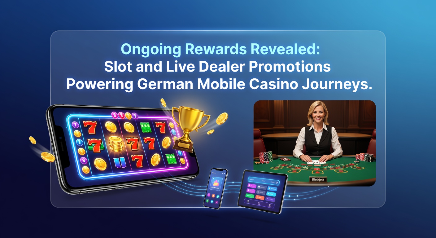 Live-Dealer an einem Roulette-Tisch mit Slot-Belohnungen im Hintergrund, Mobile-Interface sichtbar, symbolisiert nahtlose Integration von Promotions