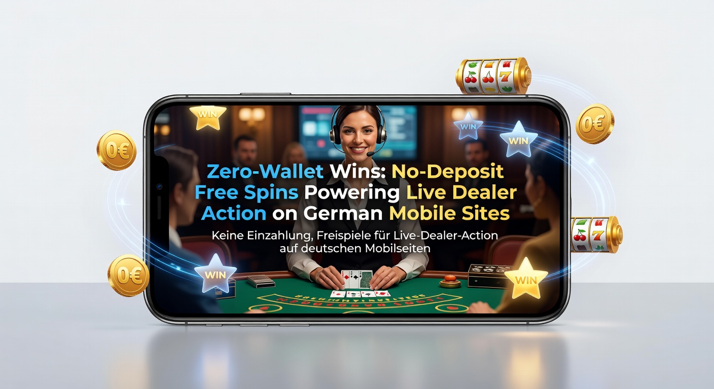 Mobilansicht einer deutschen Casino-App mit No-Deposit-Free-Spins für Live-Dealer-Spiele, die Gewinne ohne Einzahlung ermöglichen